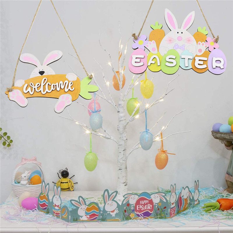 Ornaments Table Decor Tabletop Bunny Gnome ​Stand Wooden Table Cute Easter Sign