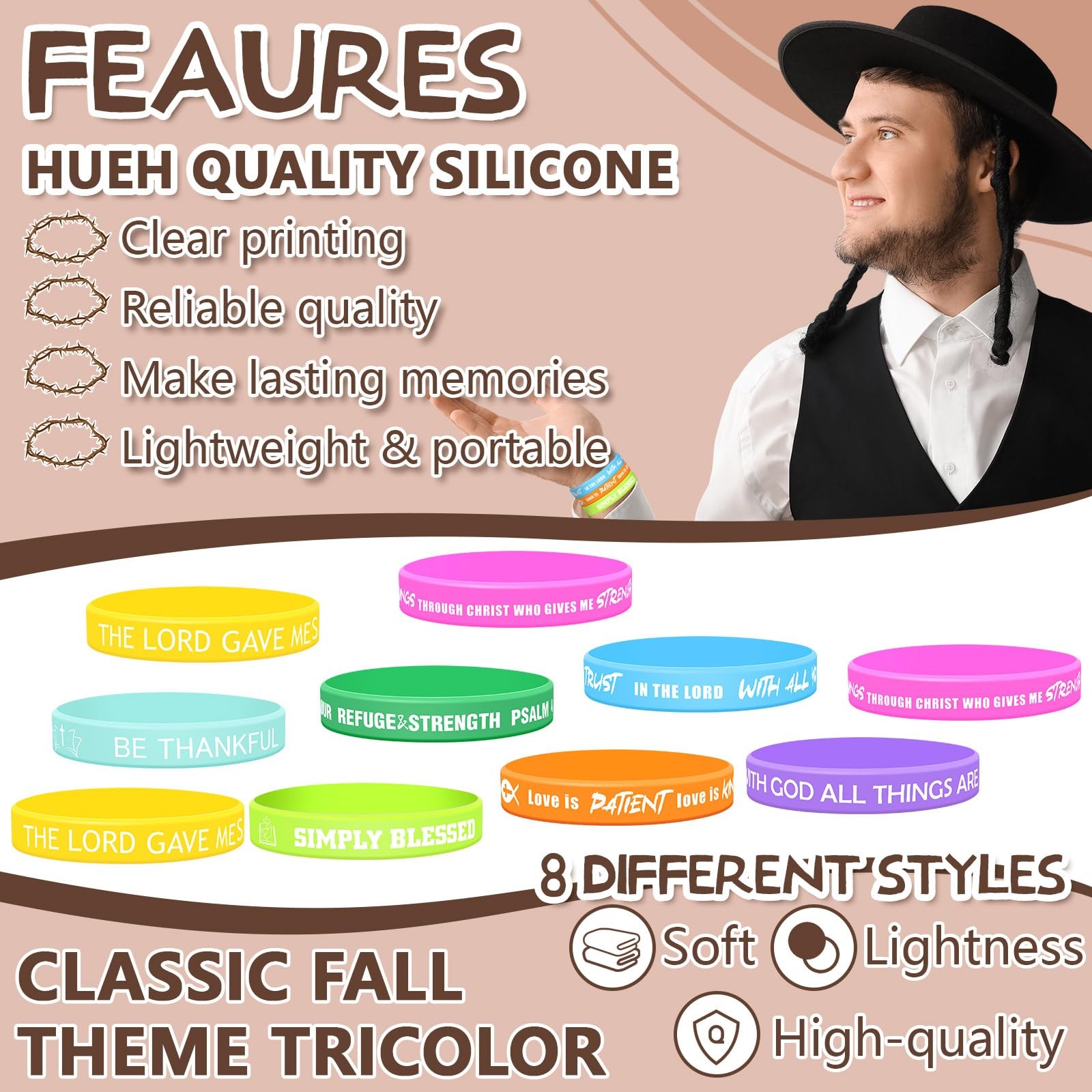 Bible Verse Bracelets 100 Pcs Rainbow Color Silicone Wristbands – Inspirational