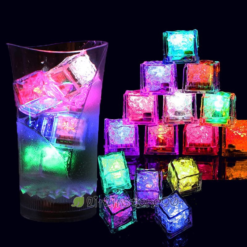 Light Up Ice Cubes for Drinks, 12~48Pack LED Ice Cubes Liquid Activated,Reusable
