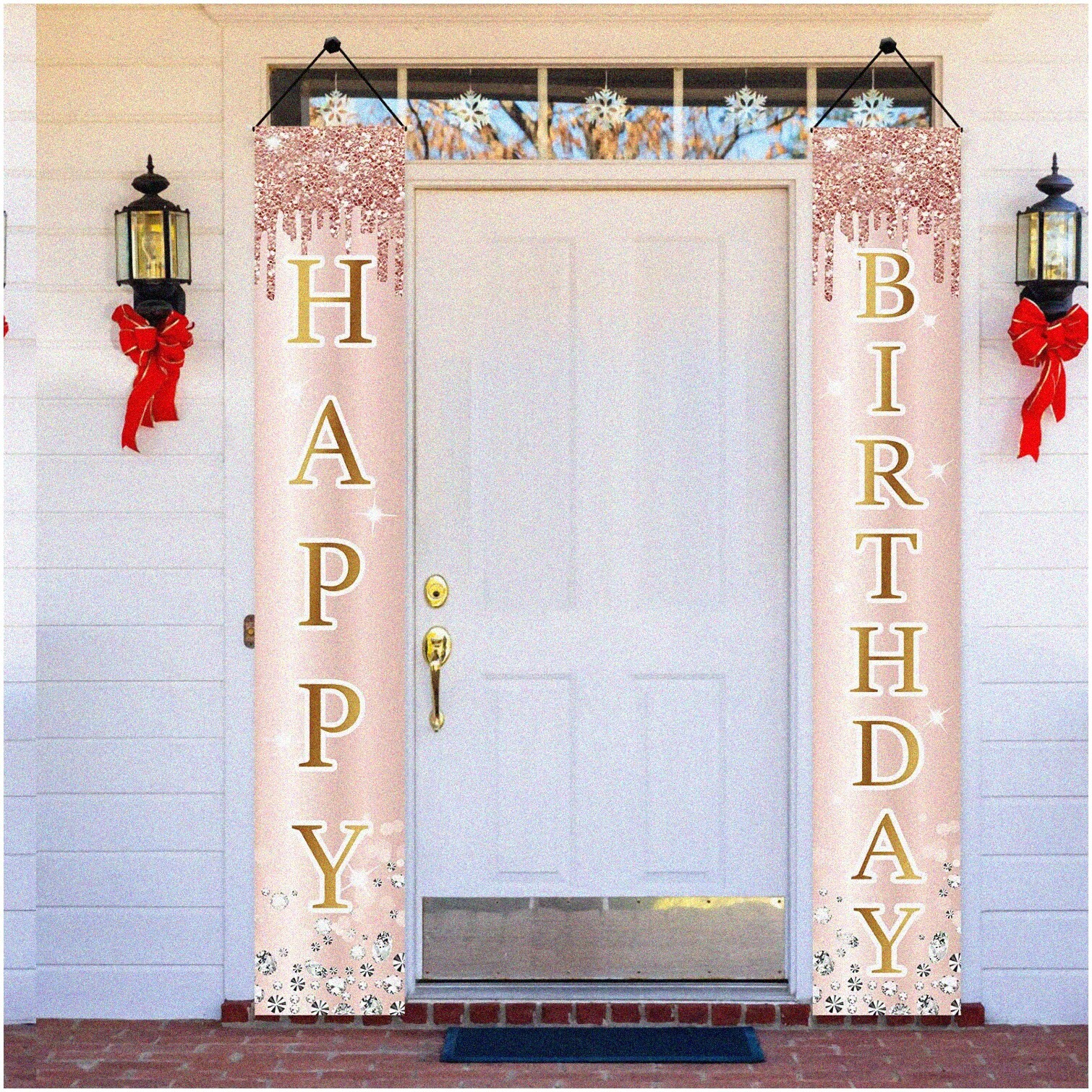Rose Gold Birthday Door Banner Set 71×12 inches