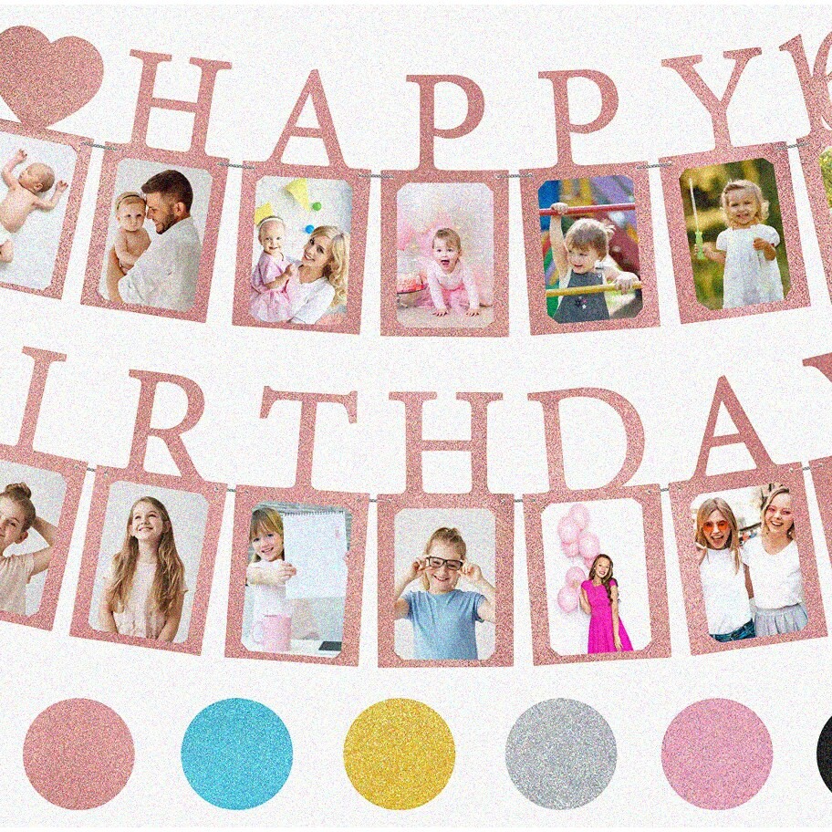 Rose Gold Sweet 16 Photo Banner