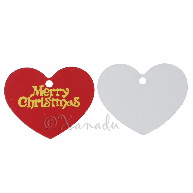 Merry Christmas Wholesale Red Heart Paper Gift Tags P2930 – 20, 50 Or 100PCs