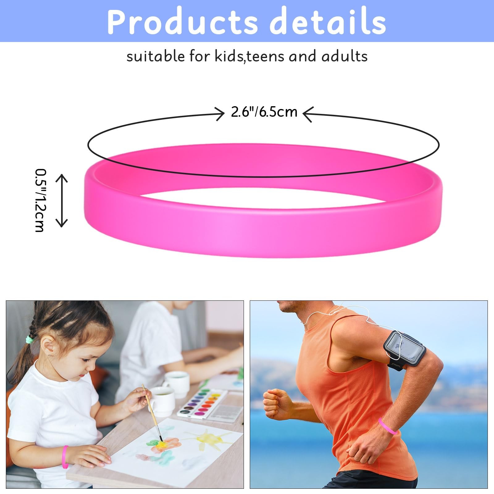 12 Pcs Multi Color Silicone Bracelets Rubber Wristbands for Adults Teens Party