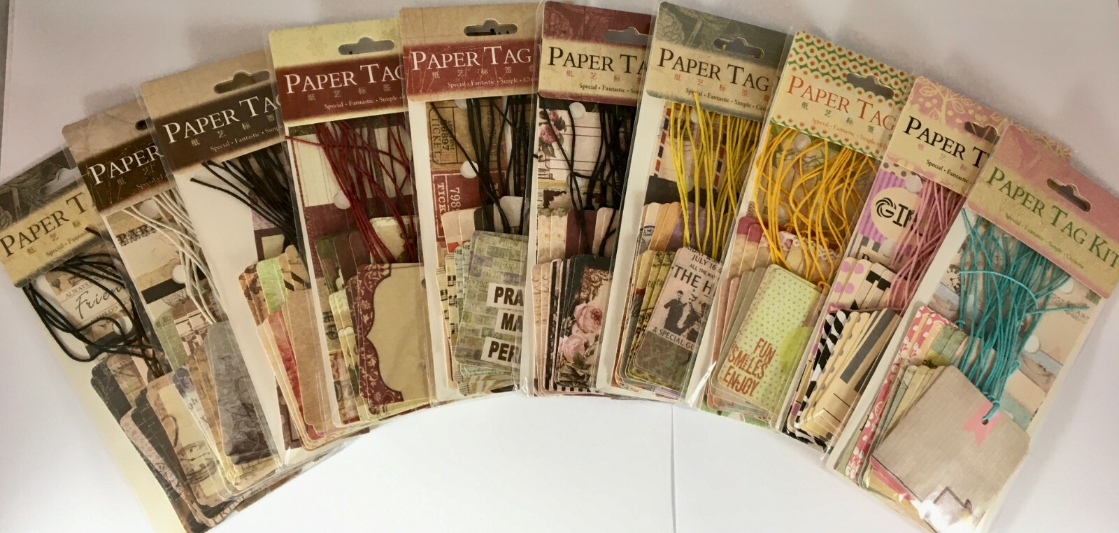 Set of 10 Different Themes of Paper Gift Tags (24 pieces per pack) with Strings