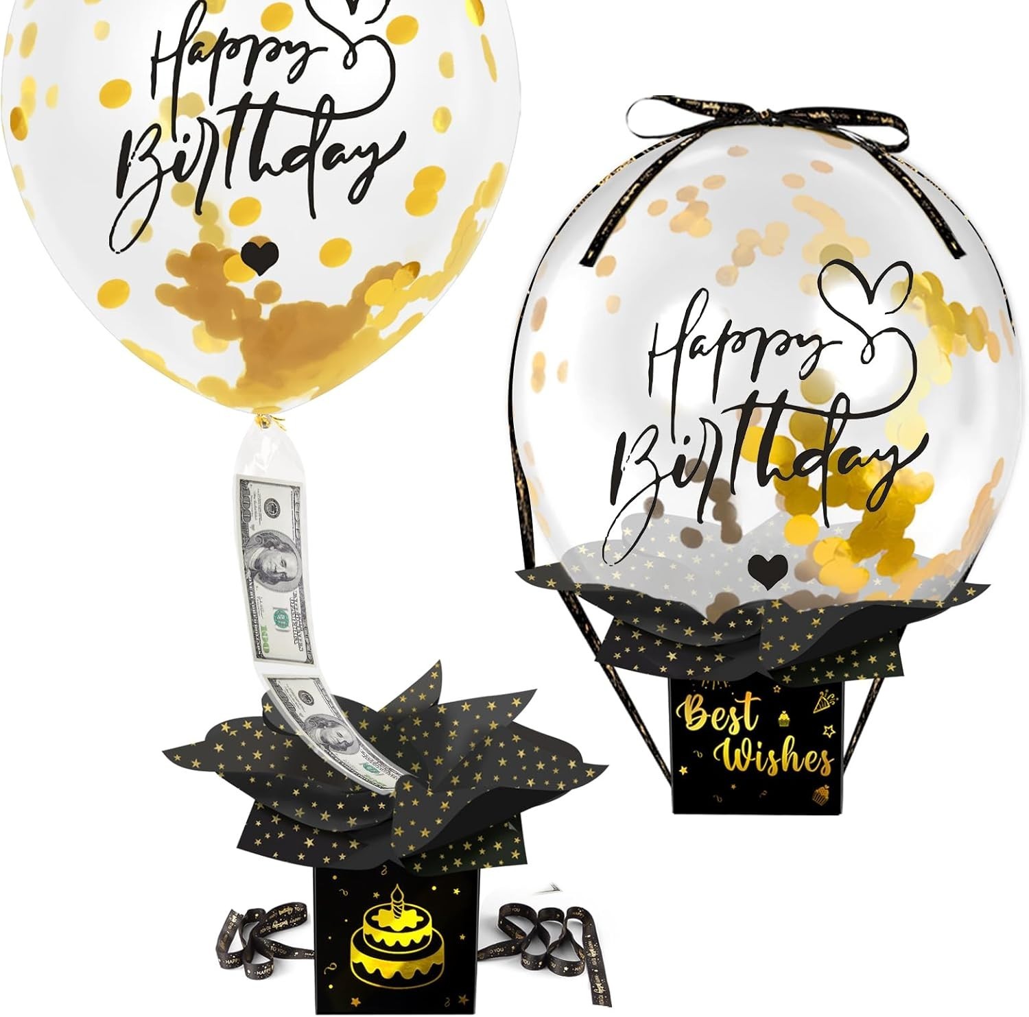 Upgraded Birthday Money Box for Cash Gift Pull, Funny Pull Money Balloon Box …