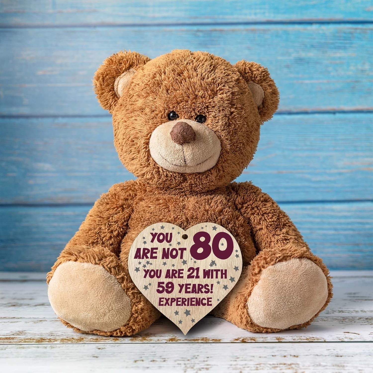 Unique Handmade 80th Birthday Gift – Light Wood Heart Plaque for Mum & Dad