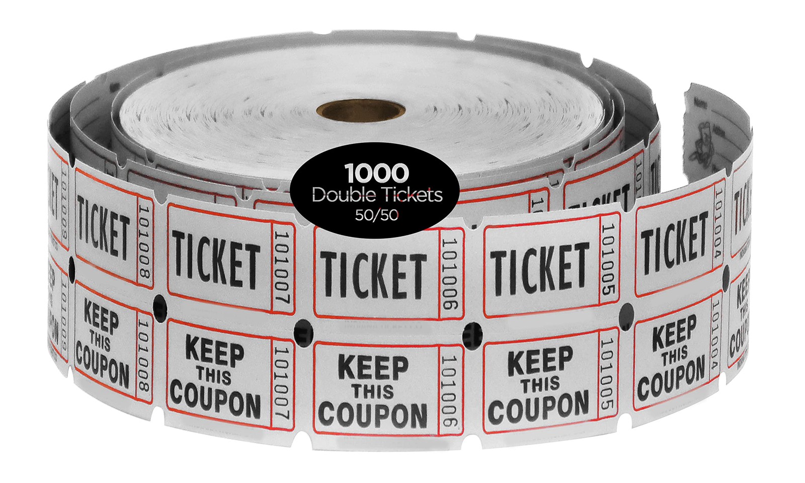 1000 PCS Raffle Tickets White Double Roll For Events Fundraiser Prizes