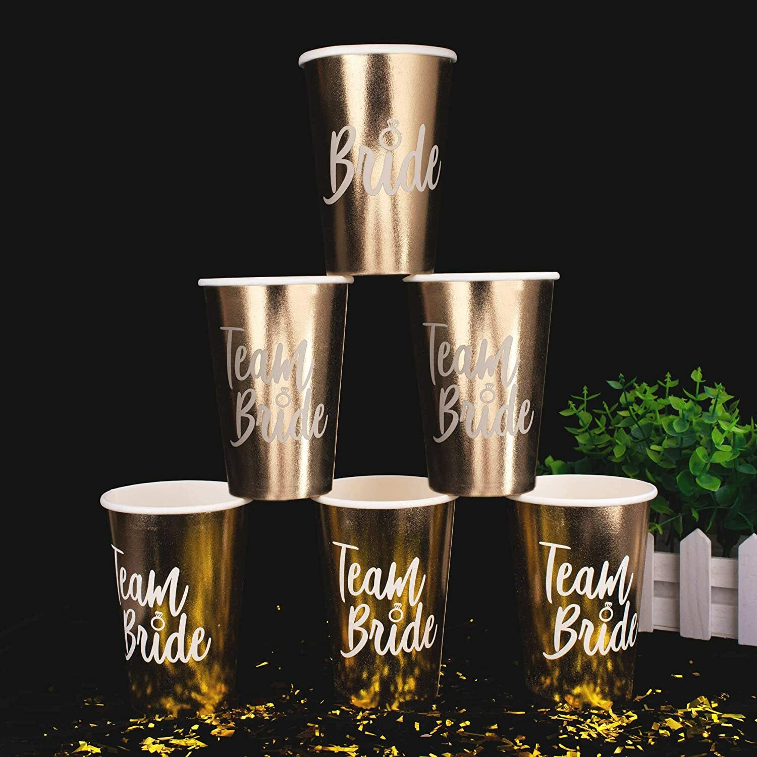 15 Bachelorette Party Cups in Metallic Gold for Bride & Team Bride Bridesmaids