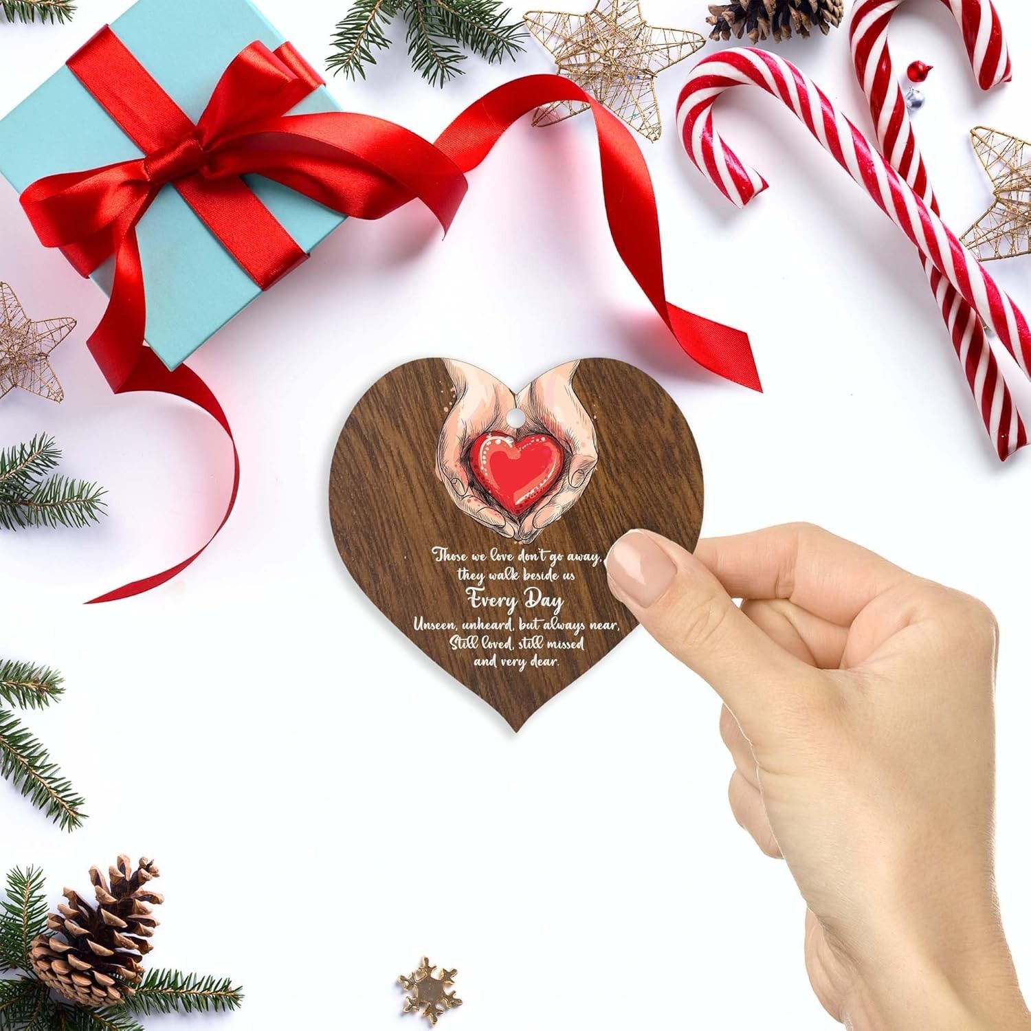 Those We Love Don’t Go Away Hanging Wooden Heart Sign Plaque Thoughtful Gifts