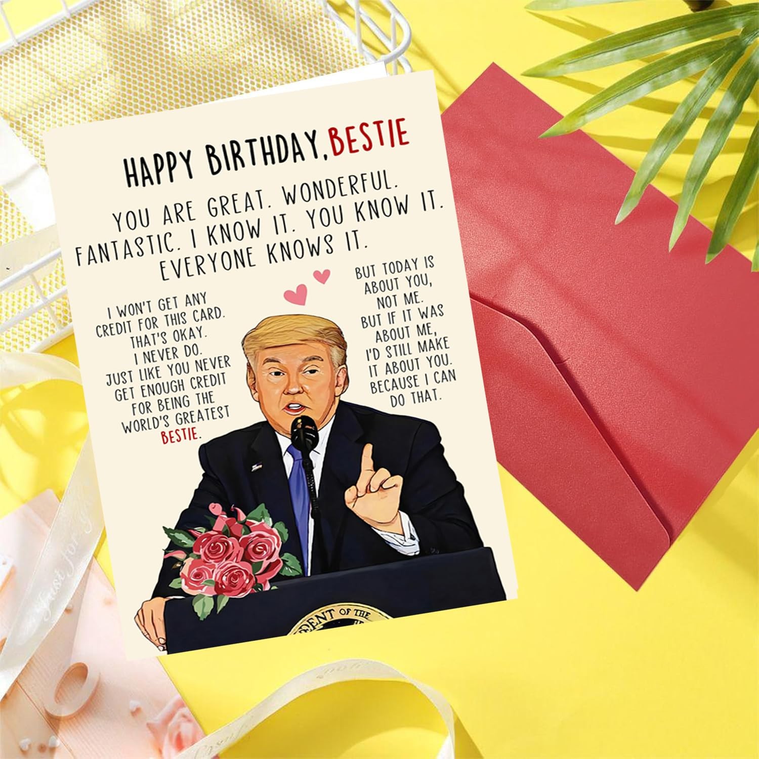 YONBONI Funny Birthday Card for BESTIE, Happy 8 X 5.3 Inches, To BESTIE