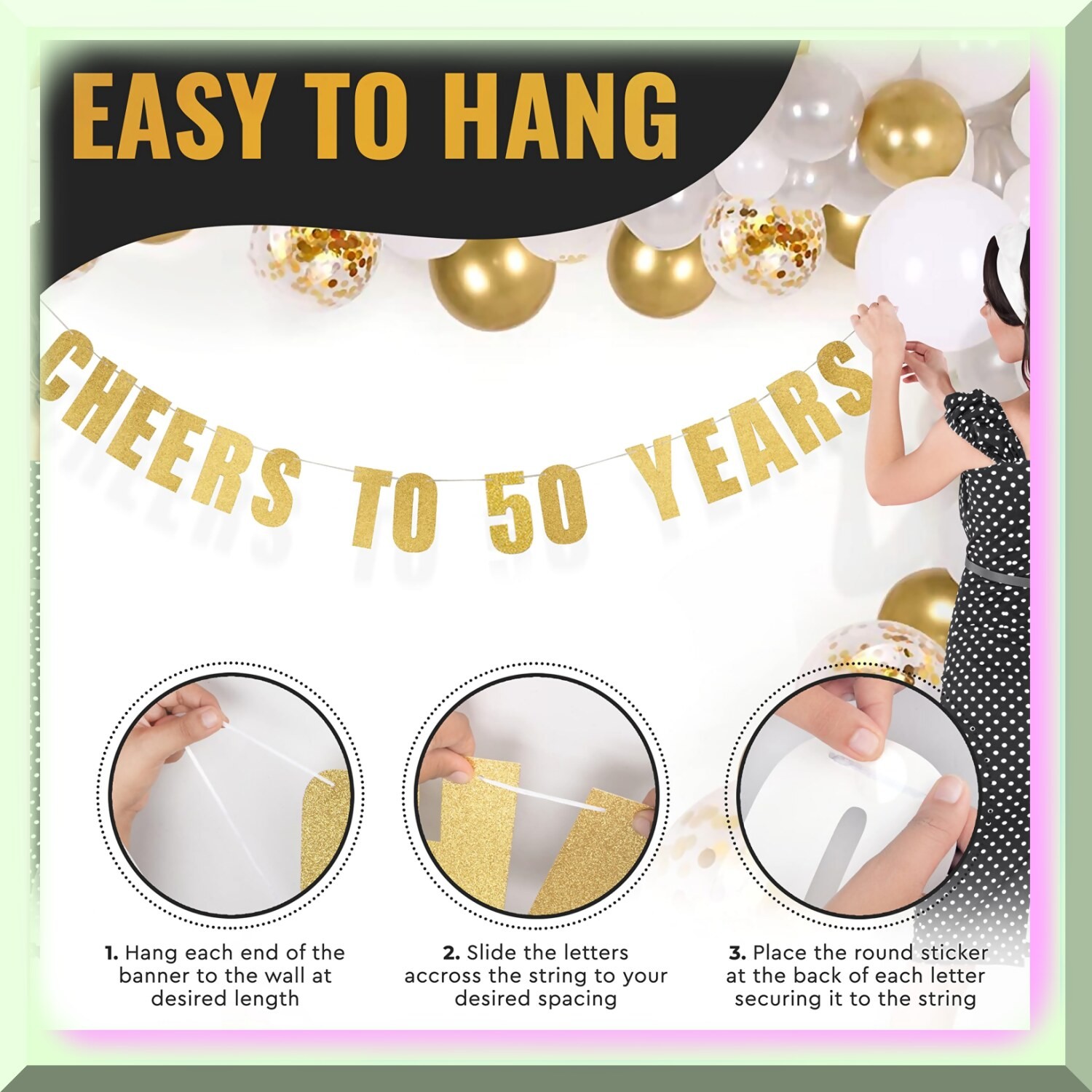 50 Years Over the Hill Birthday Banner