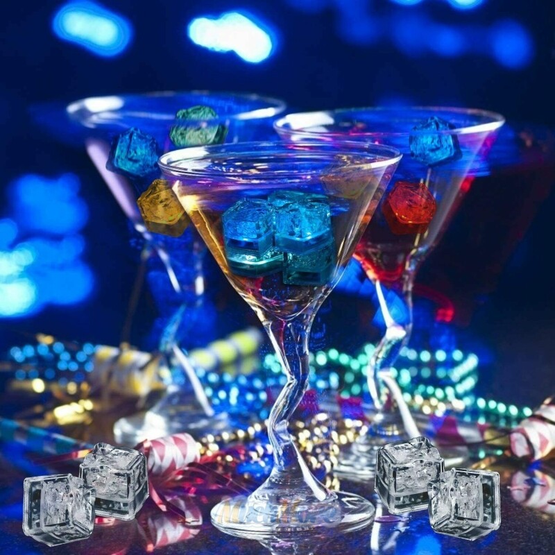 20X Glowing RGB LED Ice Cubes Flash Light For Party Wedding Wine Glass Decorate