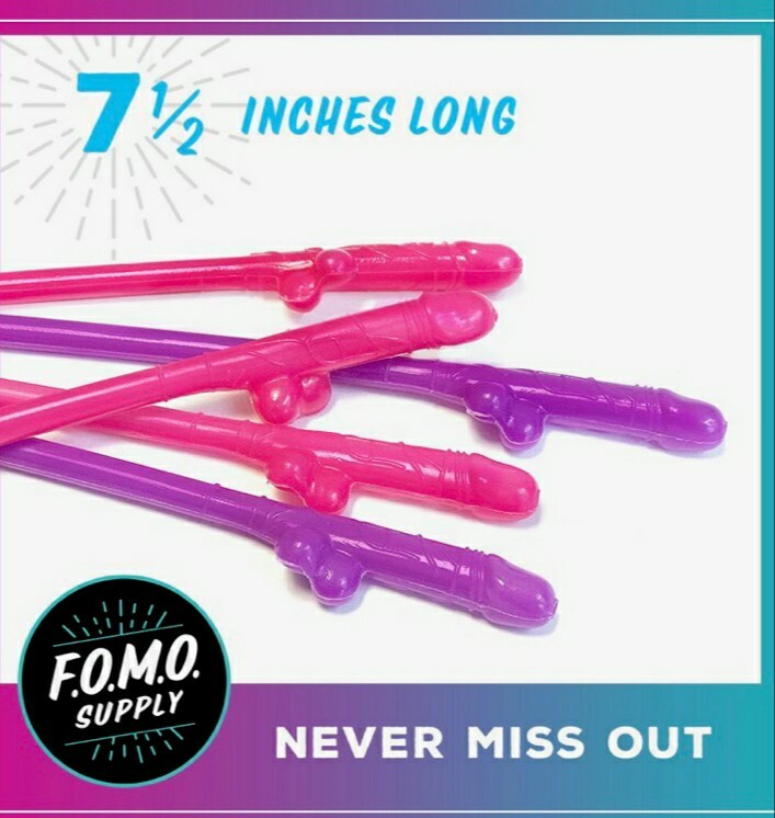 12 X 8 packs- 96 Penis Bachelorette Party Favor Dick Willy Straws