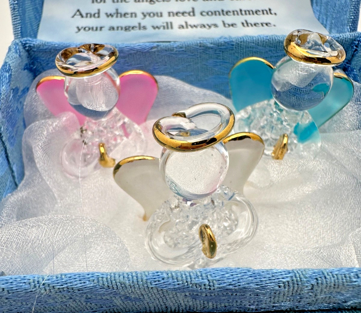 Set 3 Glass Guardian Angels Gift with Verse – Worry Box