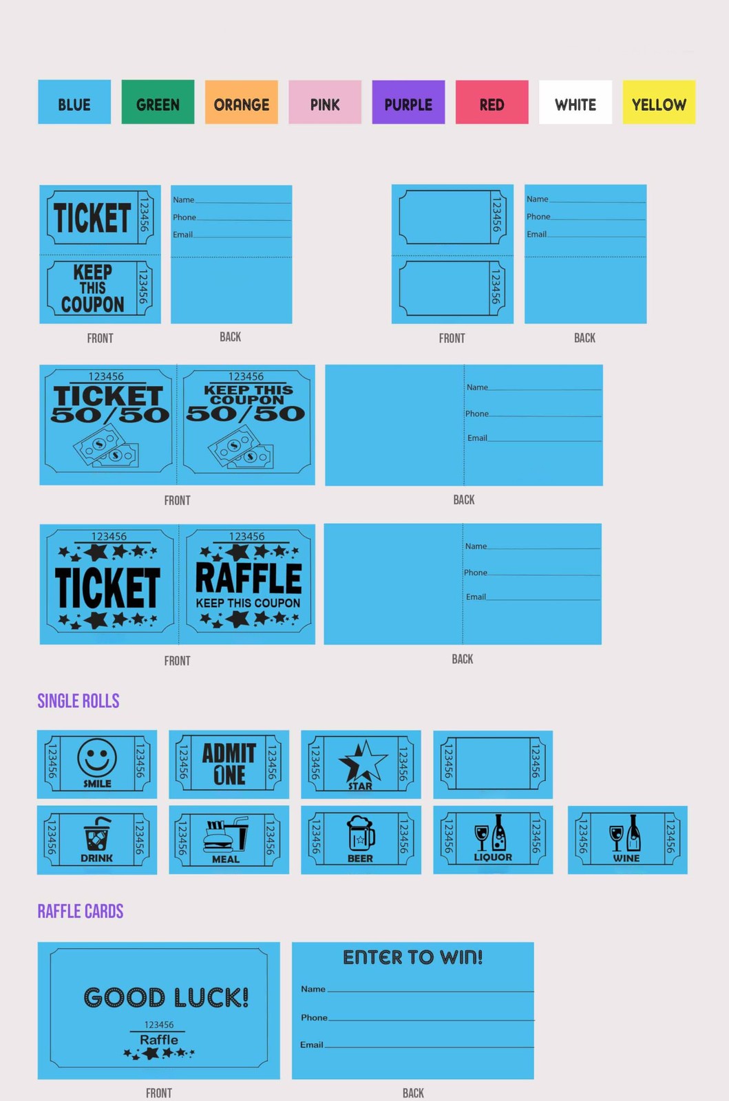 Raffle Tickets 500 Count Double Roll, Entry Tickets For Events And Fundraisers