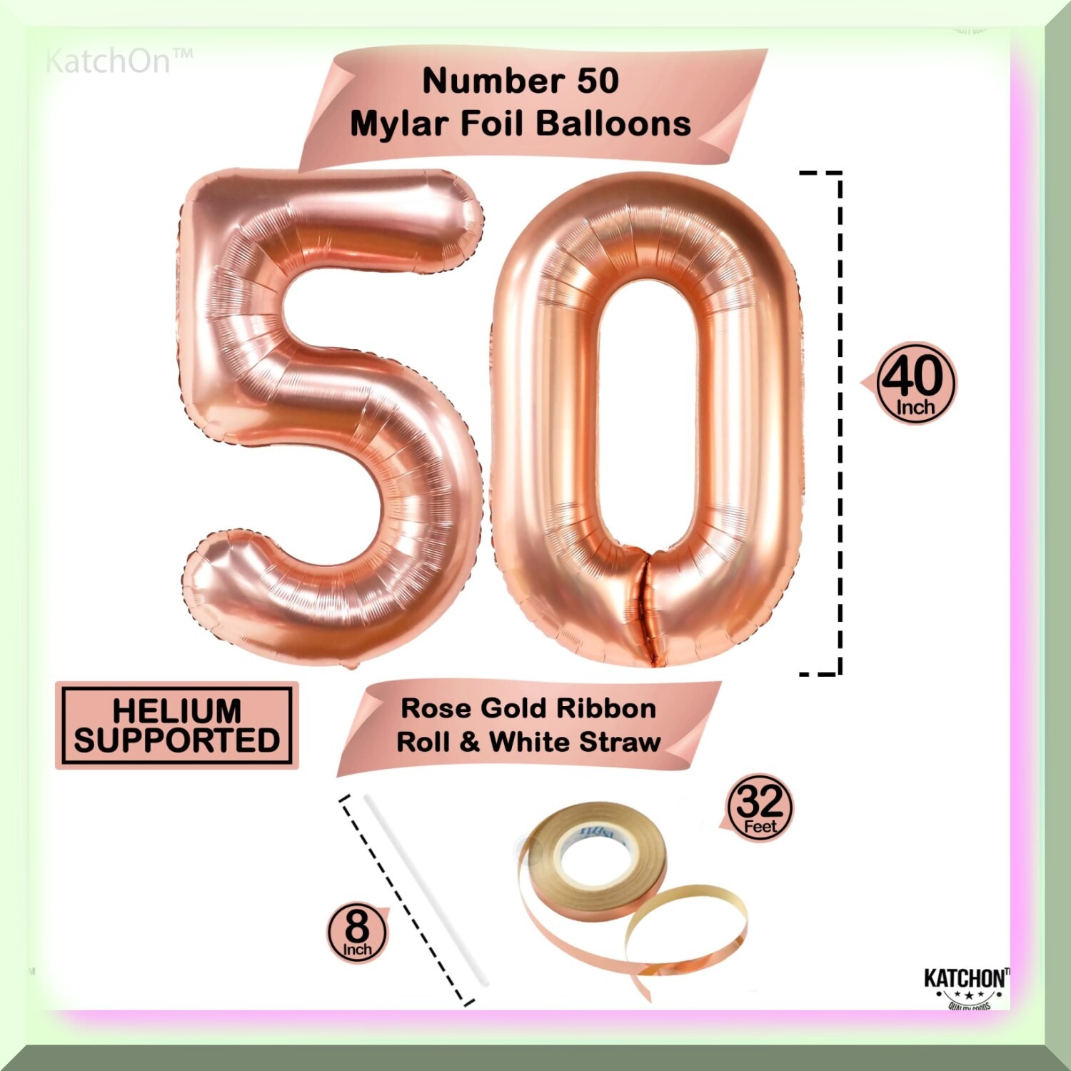 Rose Gold 50th Celebration Kit with Jumbo Number Balloon