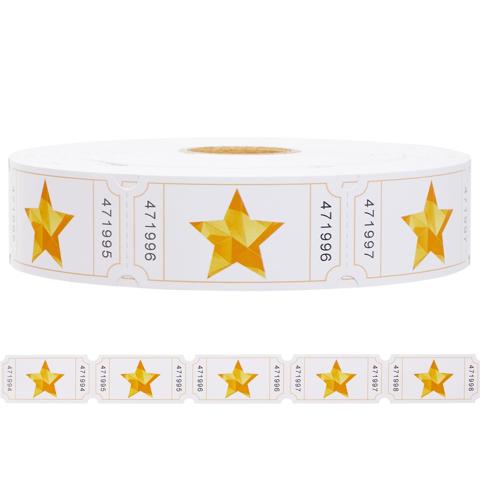 Star Raffle Tickets Single Roll Consecutively Numbered Event 1000 Count Paper