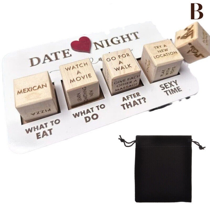 Wooden Date Night Dice Game for Couples Fun, Romantic Decision Dice Gift Lovers