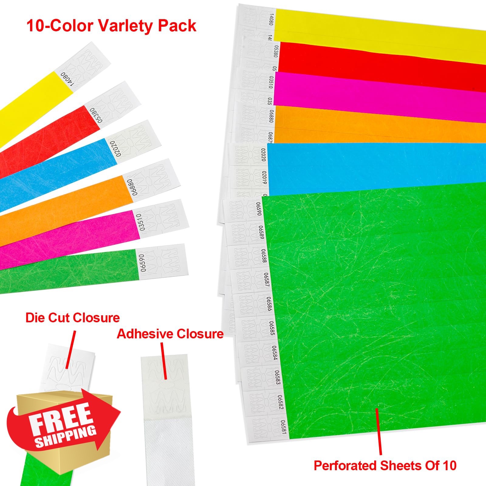 IDwrists Assorted paper wristbands 500 pcs