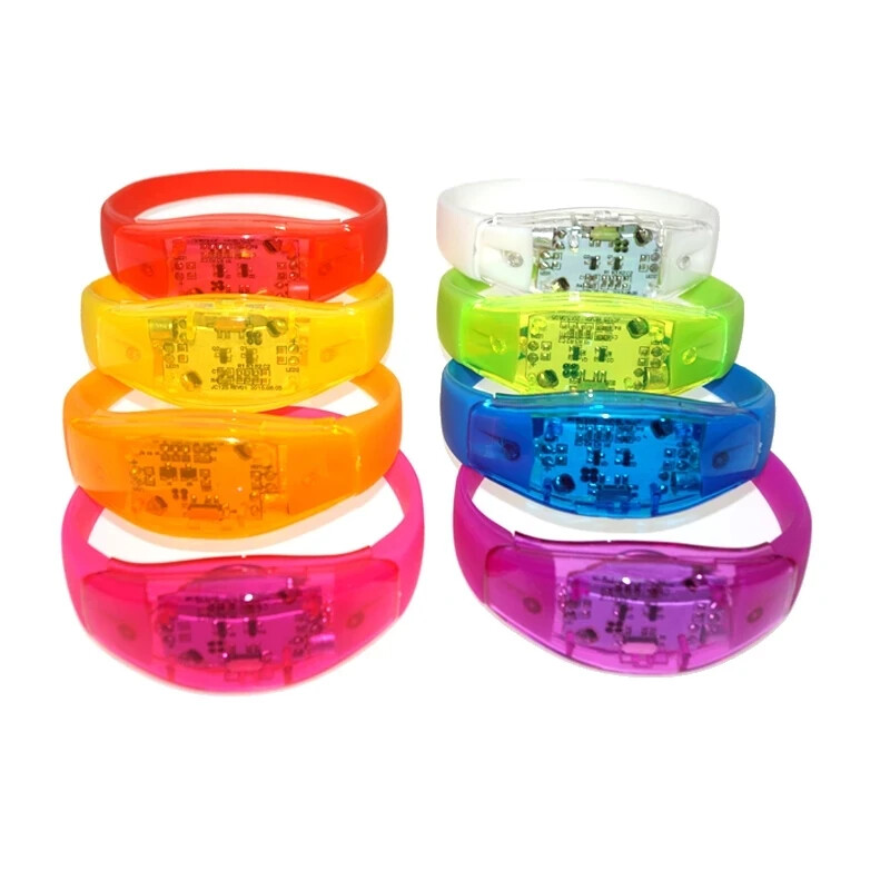 8x Voice Control Silicone LED Bracelet Sound Activated Glow Bracelet Party Club