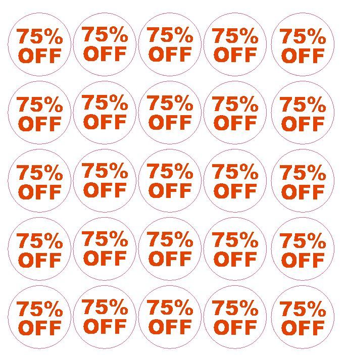 75% Percent Off Sale Sticker Retail Store FLEA MARKET Boutique MADE IN USA #D60