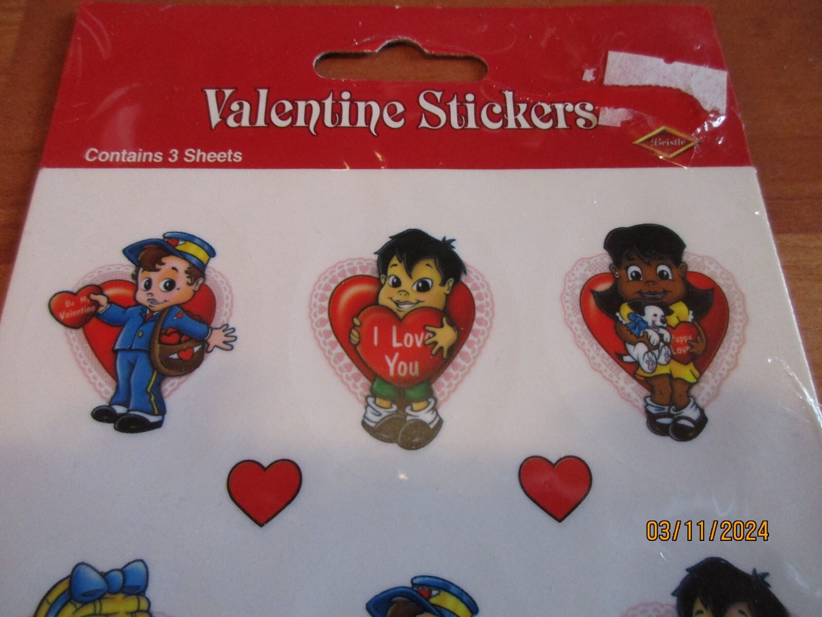 Vintage 2005 Beistle Valentine’s Day Stickers 3 Sheets Stickers MIP