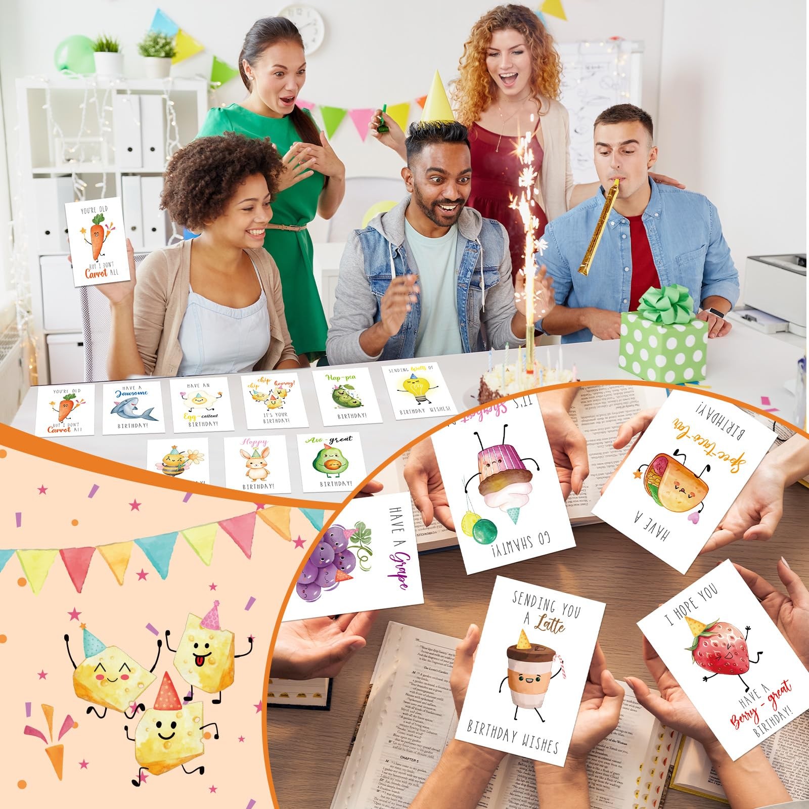 36 Pack Funny Birthday 6 x 4 inches (closed), 8 x 6 (open), multicolor