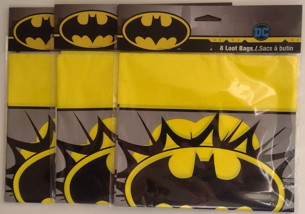 (24) Batman Loot Bags 3 Packages of 8 DC Comics NIP SEALED American Greetings