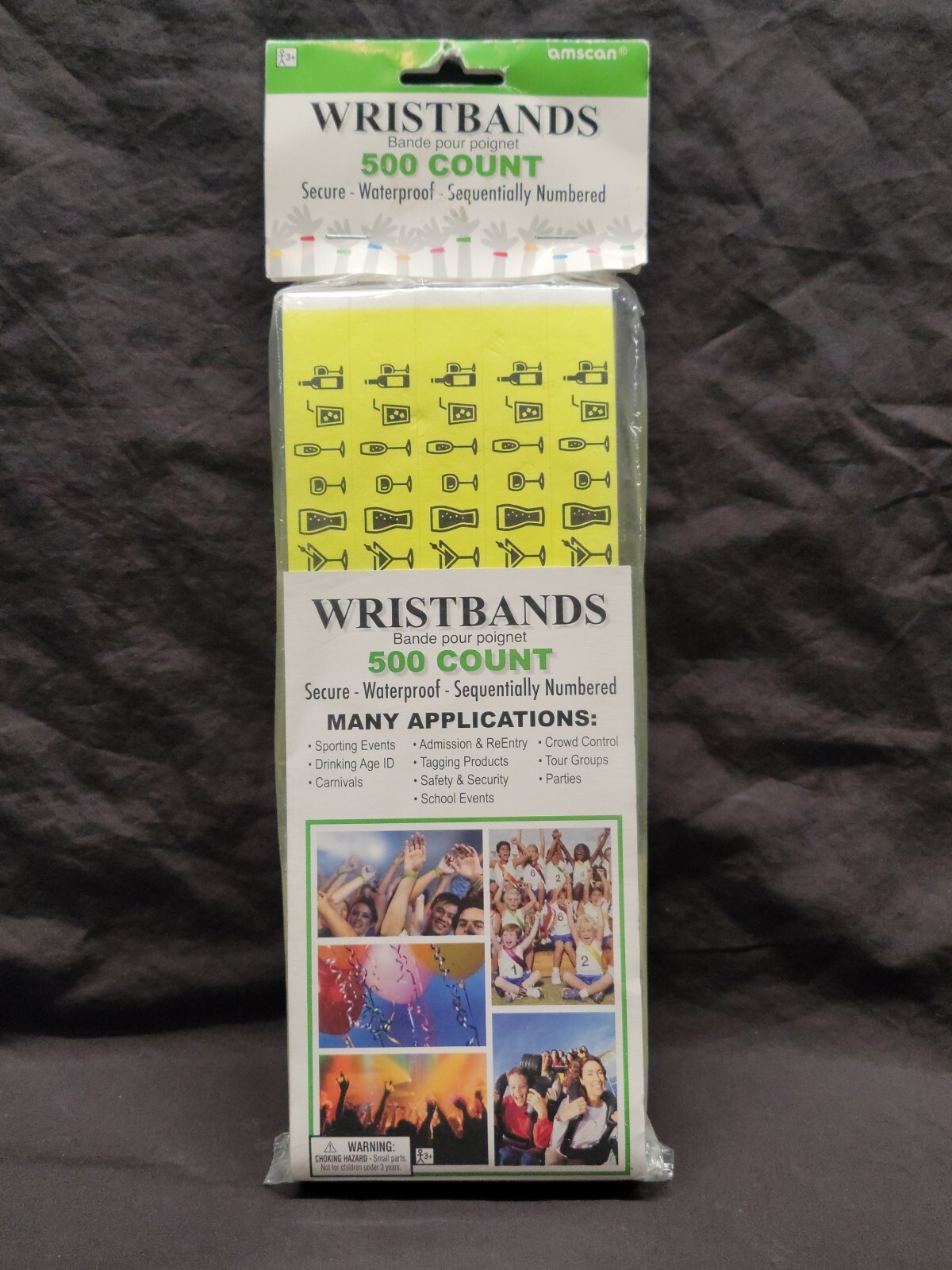 Amscan Yellow Wristbands 500 Count Drinking Age Verified New