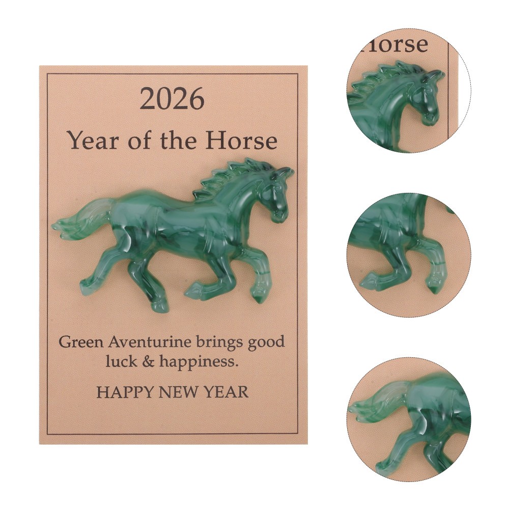 Unique Horse Year Greeting Card with Pocket Hug Resin Charm Ideal for Friends