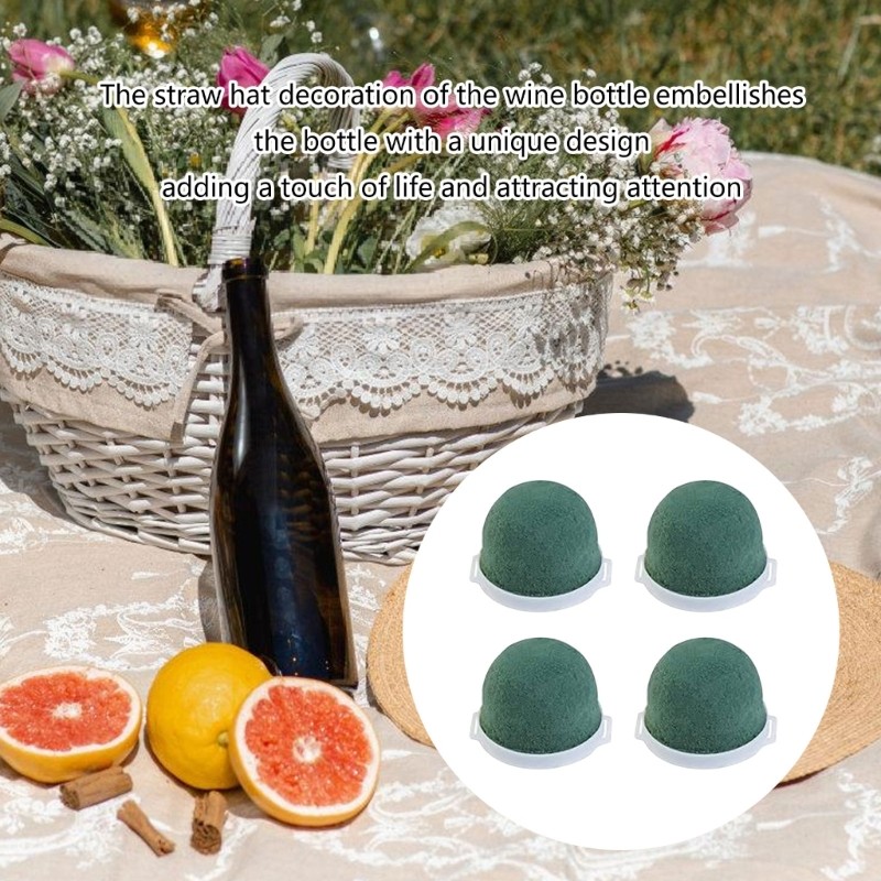 26 Pack Miniature Round Foam Block Creative Wine Bottle and Straw Hat Decoration