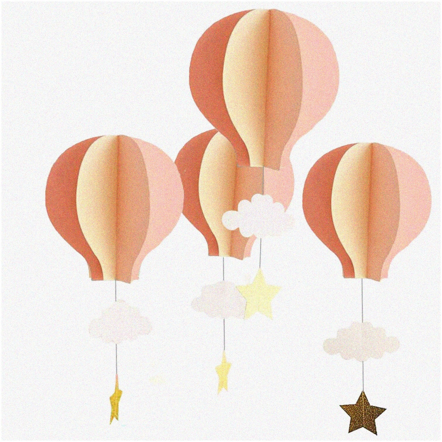 Large Pink Hot Air Balloon Decorations Set