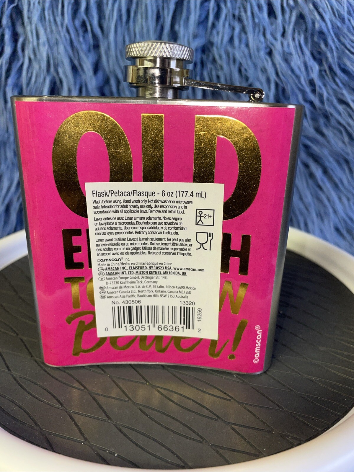 Amscan Old Enough To Know Better 6oz Metal Flask Gag Gift New!!!!