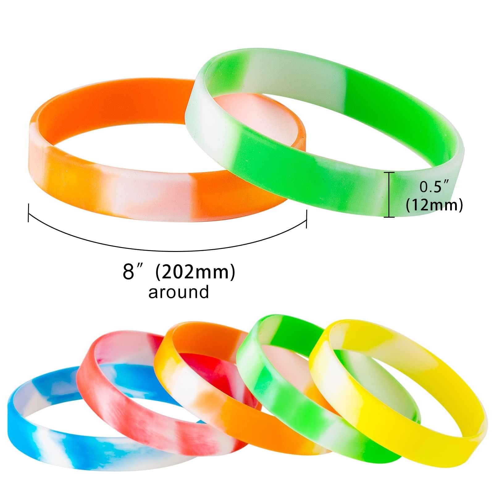 Rubber Bracelet Wristbands | 100 Silicone Bracelets for Women, Men & Teens | …