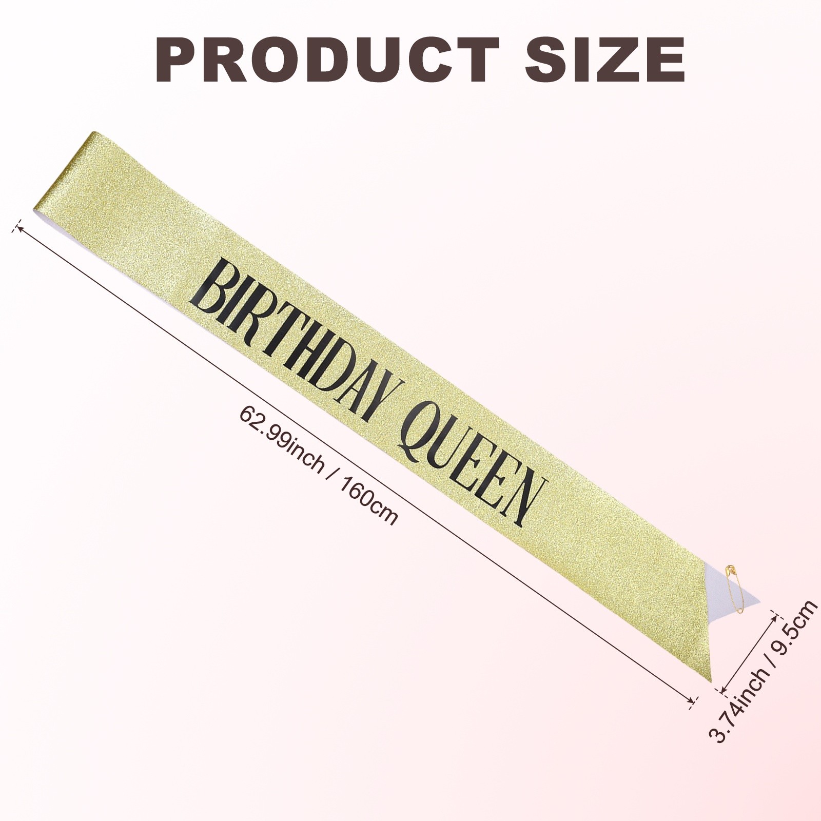 1-Pack Birthday Sash, Sequined Fabric Birthday Gift [Gold with Black Text]