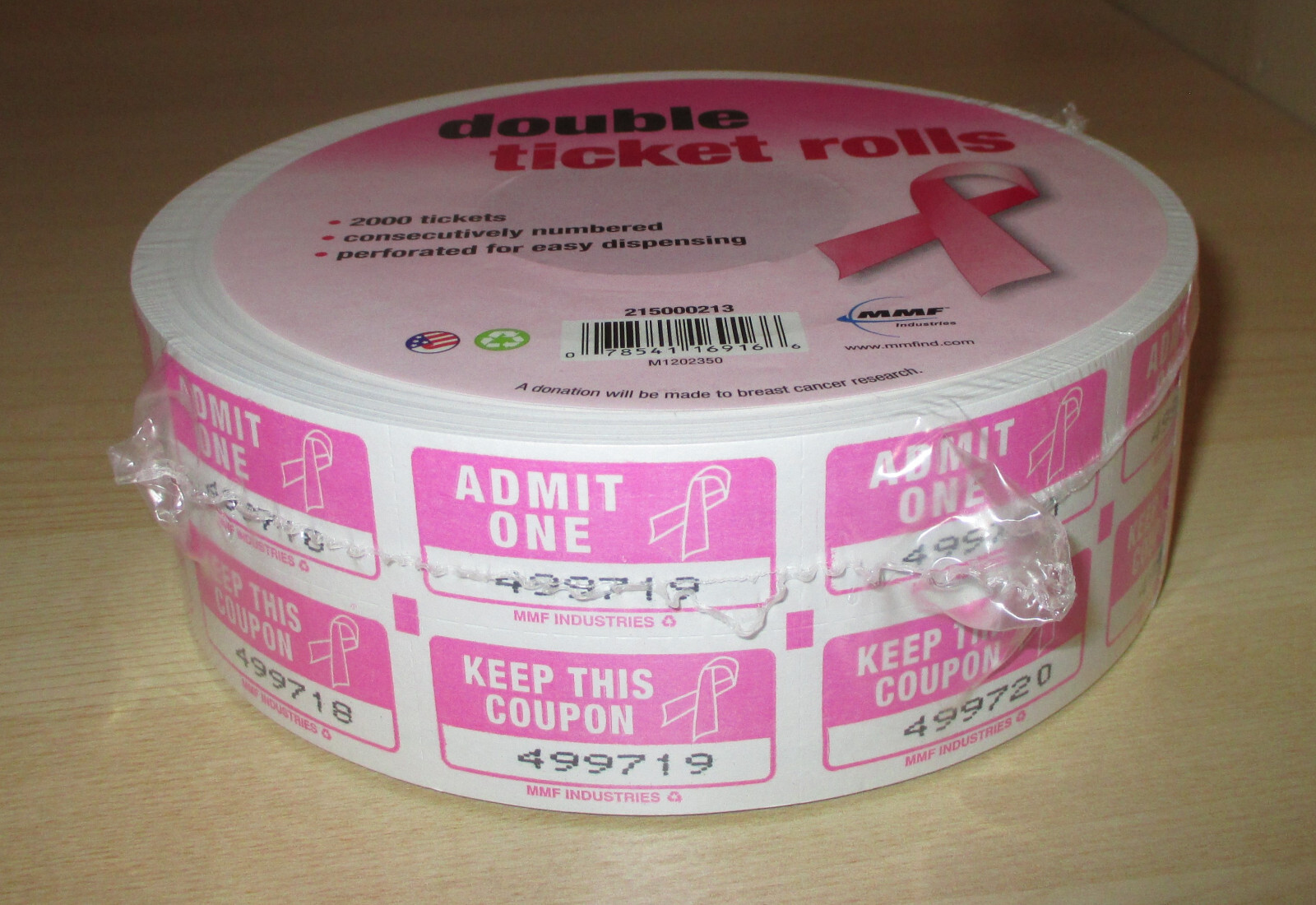 Roll of 2000 Double Stub Tickets Door Prize Raffle 50/50 Carnival Events