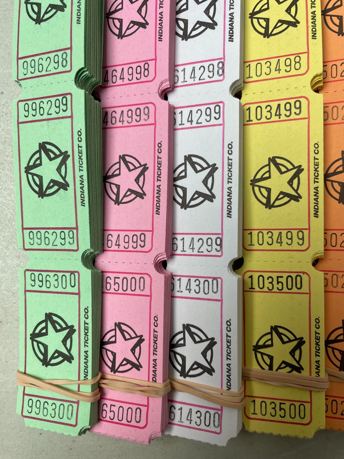 Star Raffle Tickets Package of 500 Single Stub 1/4 Roll Folded Flat Carnival