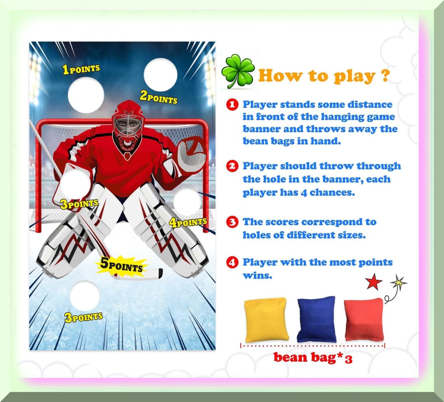 Ice Hockey Toss Game Decorations Banner