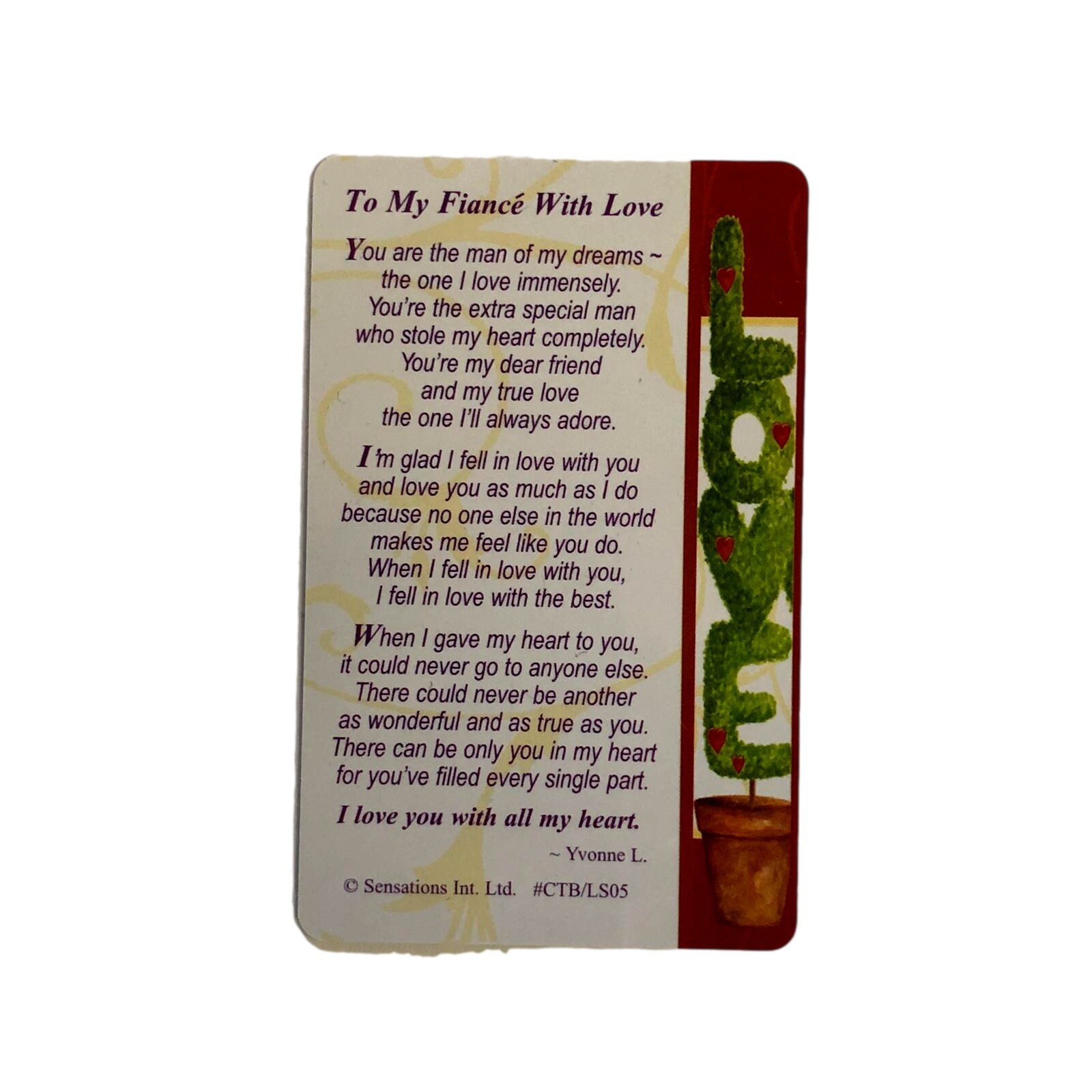Sentimental Keepsake Wallet Purse Card Fiance with Love Sentimentel Christmas