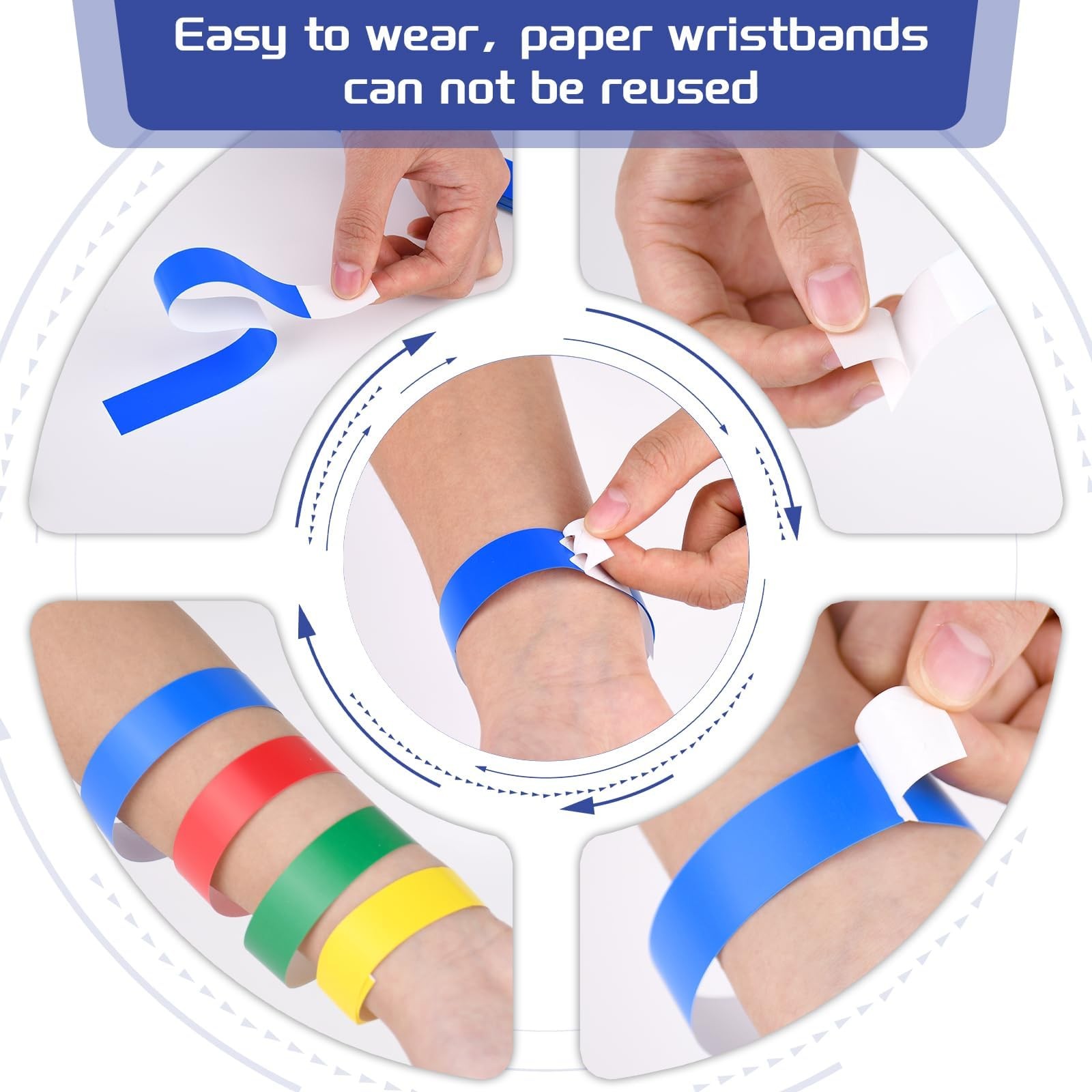 2000 Pcs Paper Wristbands for Events Waterproof Neon Colored Wrist Bands Adhe…