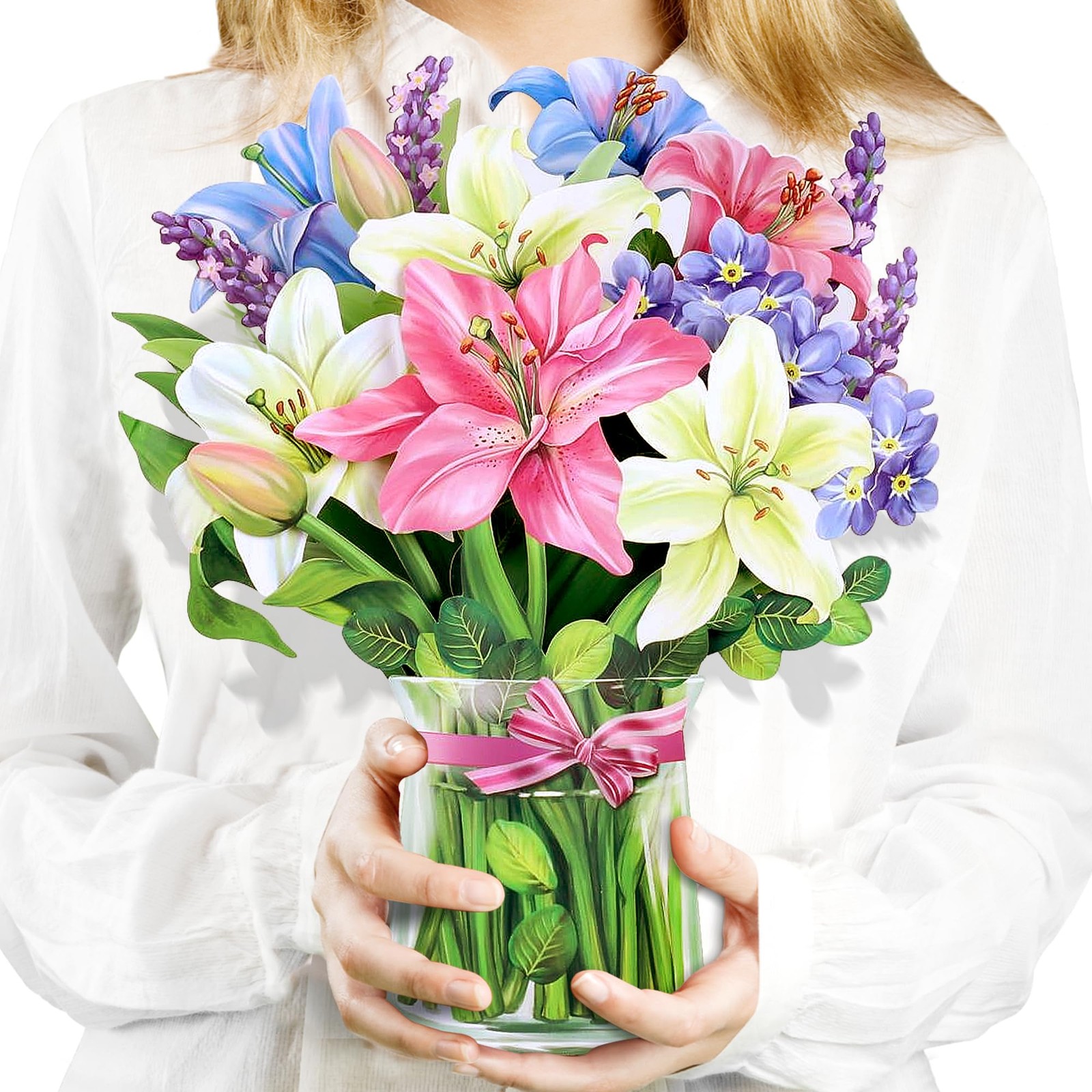 Airpark Pop Up Flower Cards, 3D 12 inches x 0.39 inches, Lilies and Lupines