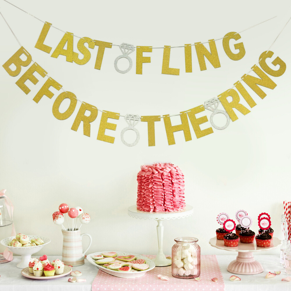 Bachelor Party Paper Banner Bunting Flag Single Party Glitter Letter Pull Flag