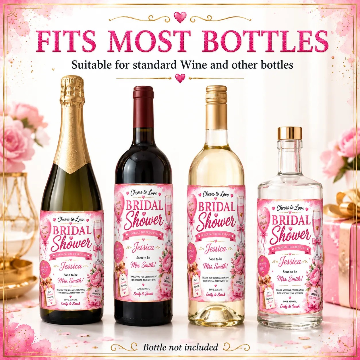 Personalised Bridal Shower Bottle Label Sticker Bride to Be Gift Decoration