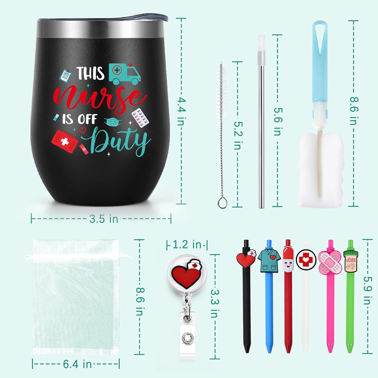 30Pcs Nurses Week Gifts Bulk 2026, 12Oz Nursing Wine Tumblers, Badge Clips, Ball