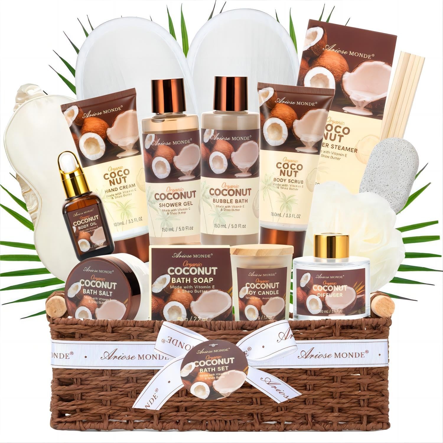 Spa Gift Baskets for Women, Coconut XL Bath Gift Set 17Pcs with Sho… Fast Ship