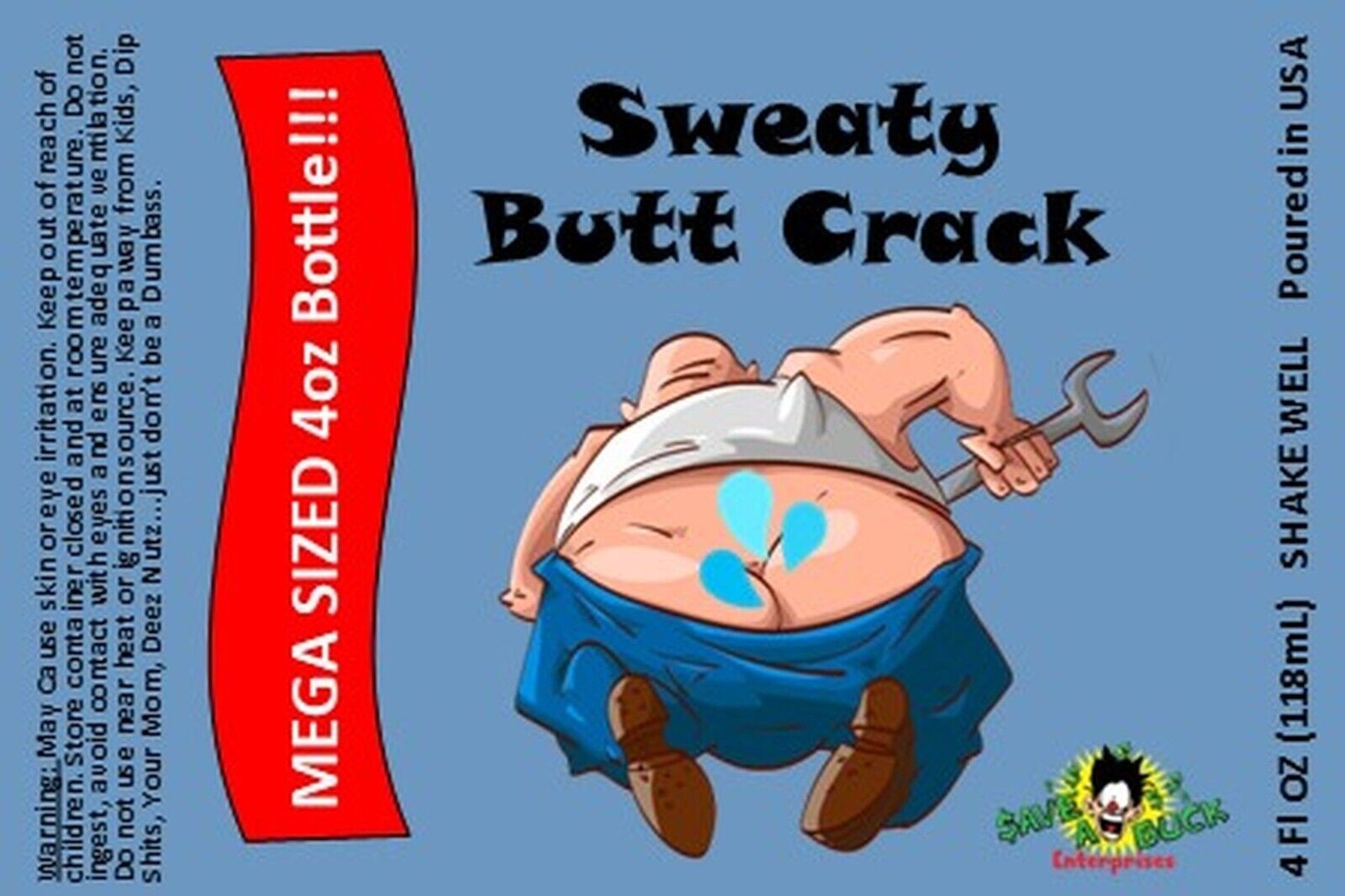SWEATY BUTT CRACK MEGA 4OZ SIZE LIQUID BOTTLE – Disgusting Ass Fart GaG Prank