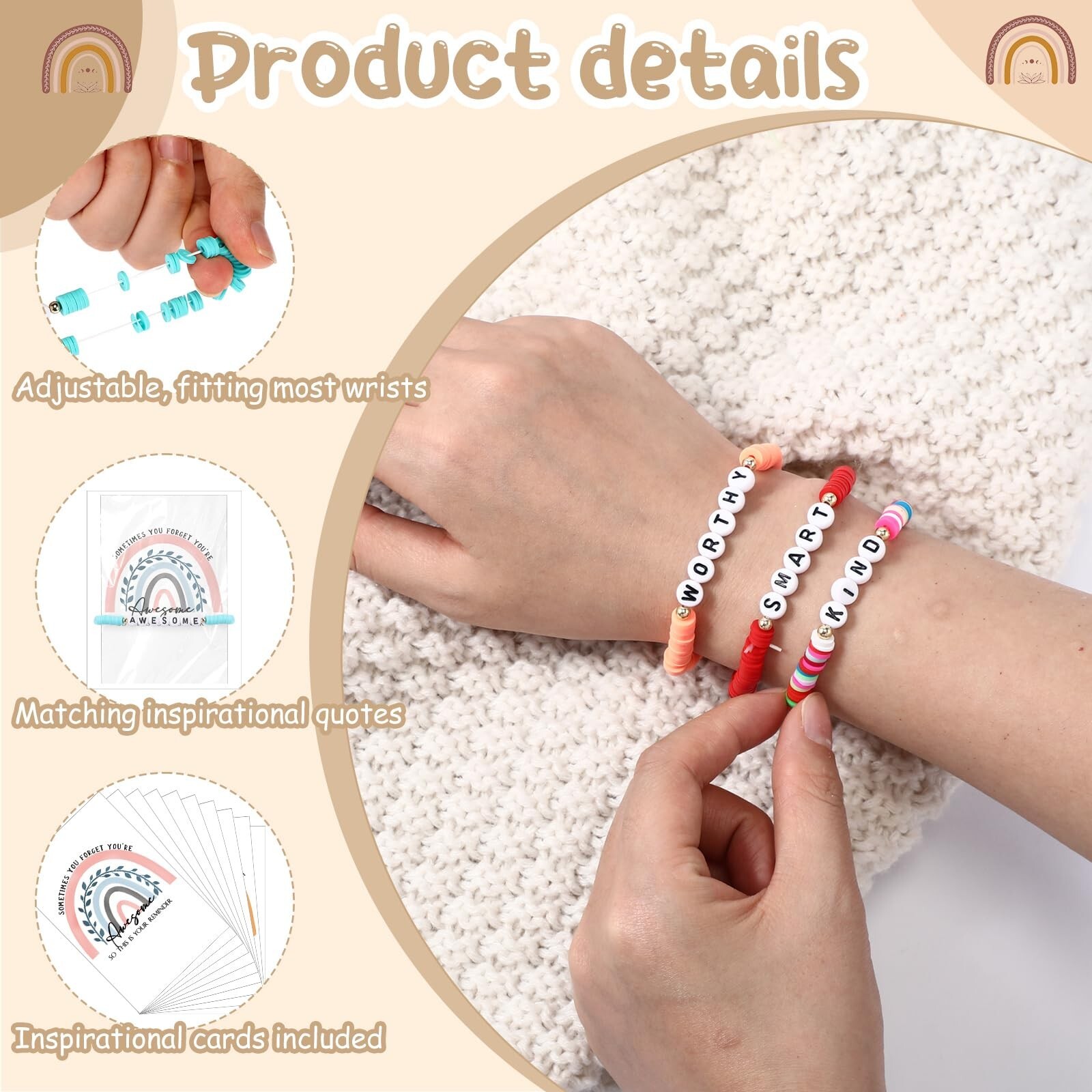 20 Sets Inspirational Gifts for Women Friendship Bracelets Motivational Brace…