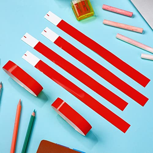 2400 Pack Neon Paper Wristbands Bulk – Waterproof, Lightweight, Adhesive – Red