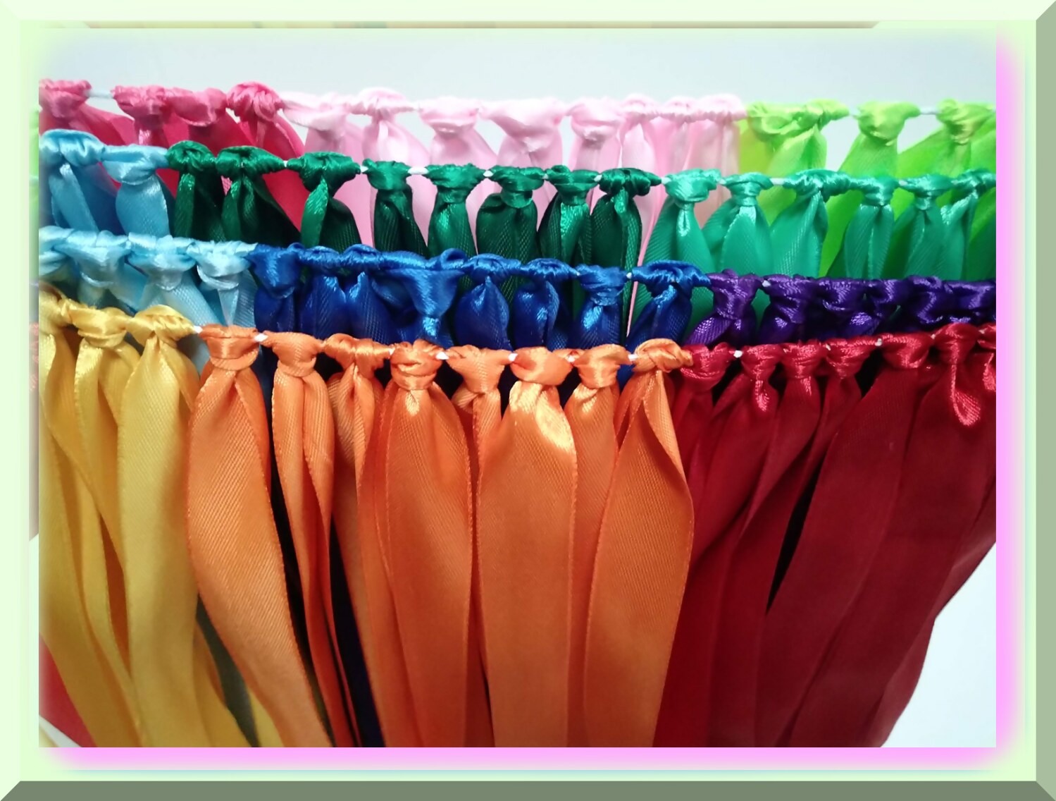 Pastel Rainbow Ribbon Garland for Celebrations
