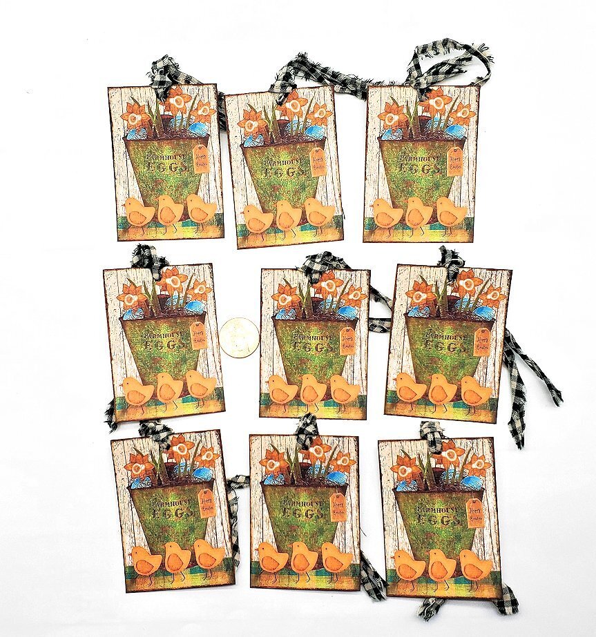 9-Easter-Primitive-Farmhouse-Eggs-Bucket-Prim-Linen Cardstock-Gift-Hang-Tags